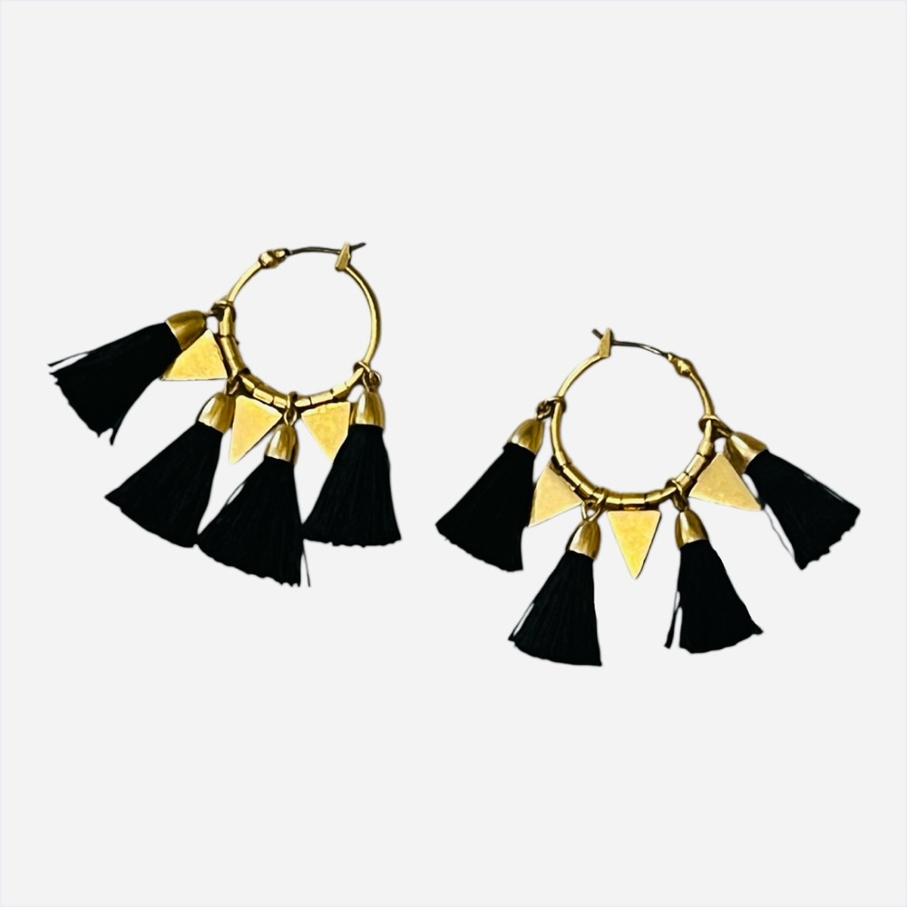Madewell Gold and Black Tassel Earrings